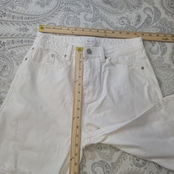 Grey Lab Hise rise destroyed straight leg jeans white women's Size 27 - Picture 8 of 11